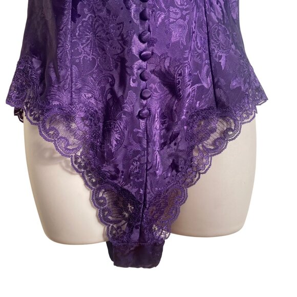 Victorias Secret Small Vintage Purple Satin & Lace Bodysuit Bows Sexy Gold Label - Picture 12 of 16